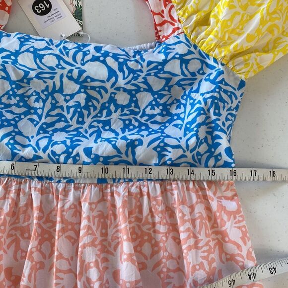 Oliphant Bubble Skirt Mini Dress Canary Multi-Color Balloon Short Puff Sleeve - Picture 13 of 16